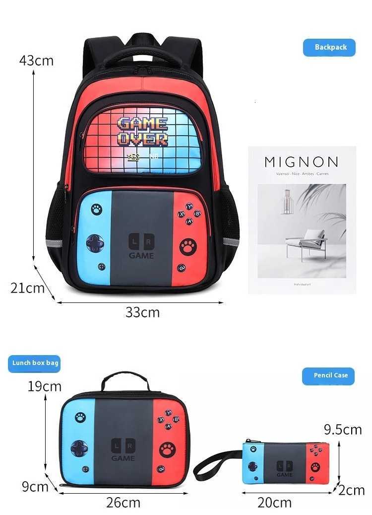 Back to School Game Console Pattern DIY School Bags for Primary and Secondary Students Lunch Bag Shoulder Bags Three Sets M250811