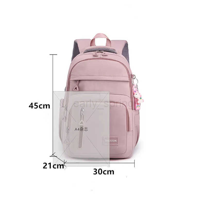 Girls School Bag With Pendant Nylon Backpack Travel Rucksack Multi Pockets Waterproof Casual Simple Style Schoolbag for Teenagers T250811