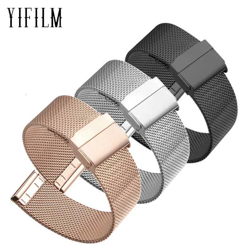 8mm 10mm 12mm 14mm 15mm 16mm 20mm 24mm Stainless Steel Watch Strap Straight End Bracelet Mesh Buckle Milanese Loop Band W250811