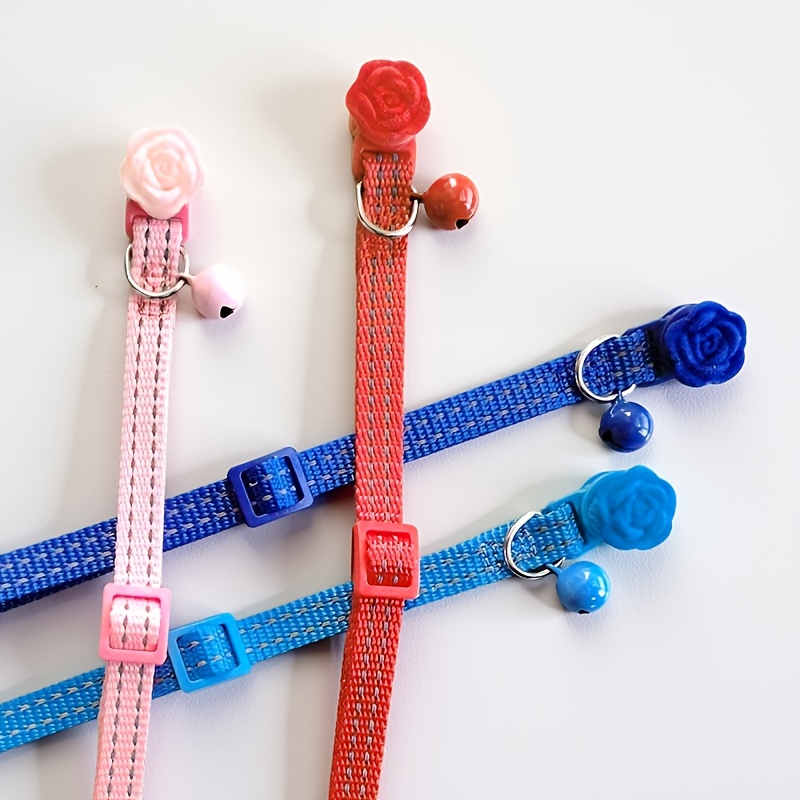 New Flower Run Pet Cat Collar Night Out Safety Reflective Cat Scarf Quick Detachable Bell Necklace Adjustable Length