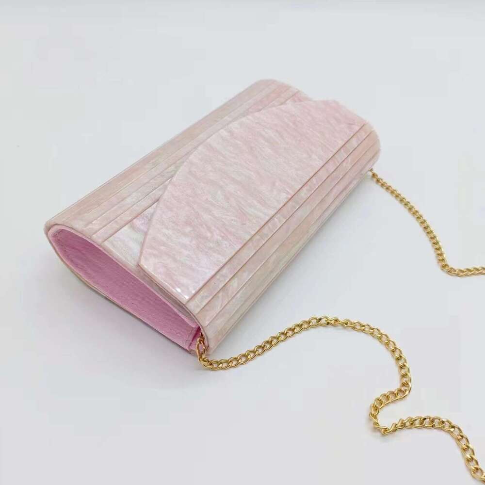 Pink Patchwork Wedding Party Acrylic Evening Handheld Crossbody Women's Bag