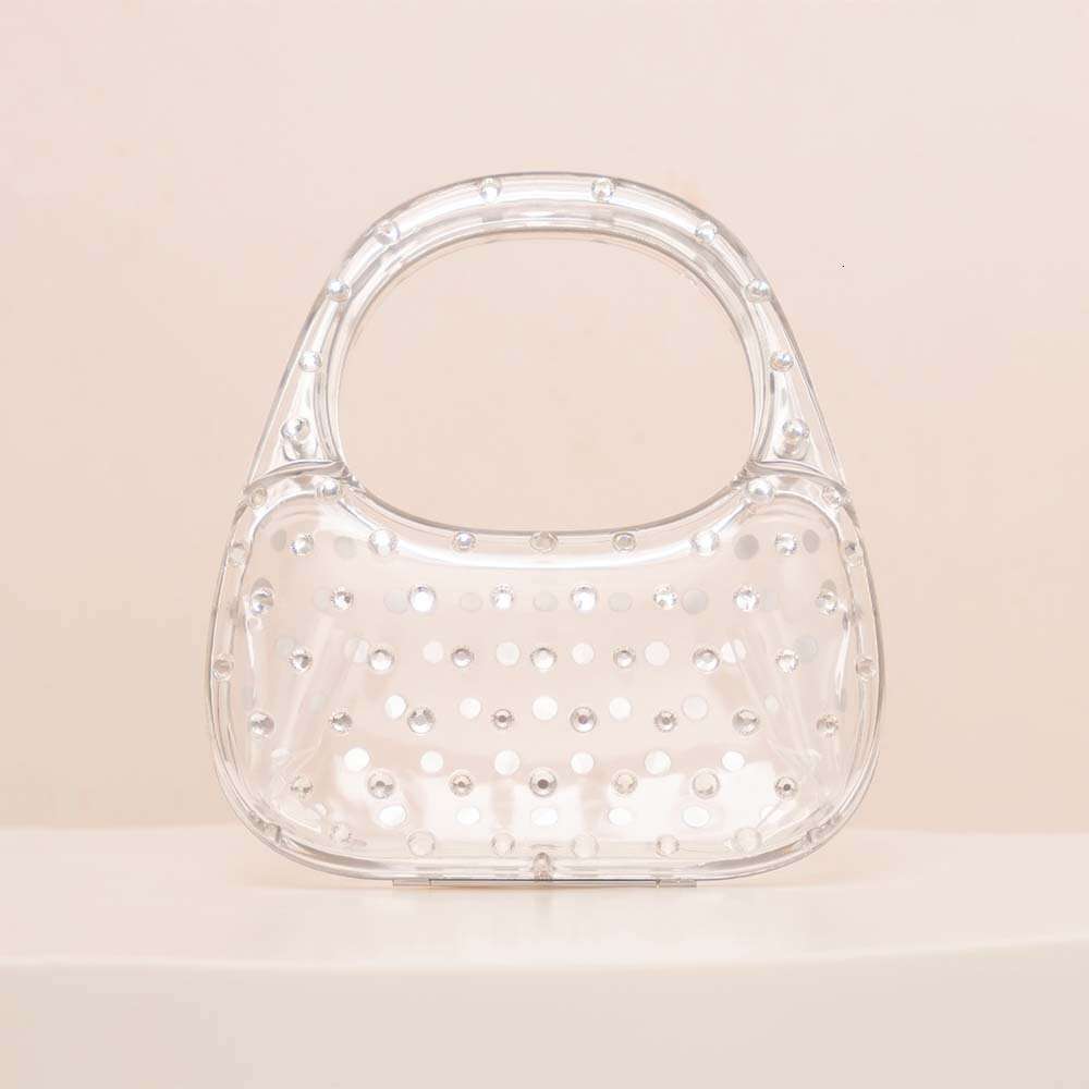 New Transparent Fashion Trend Handheld Acrylic Rhinestone Simple Evening Clutch Bag for Women