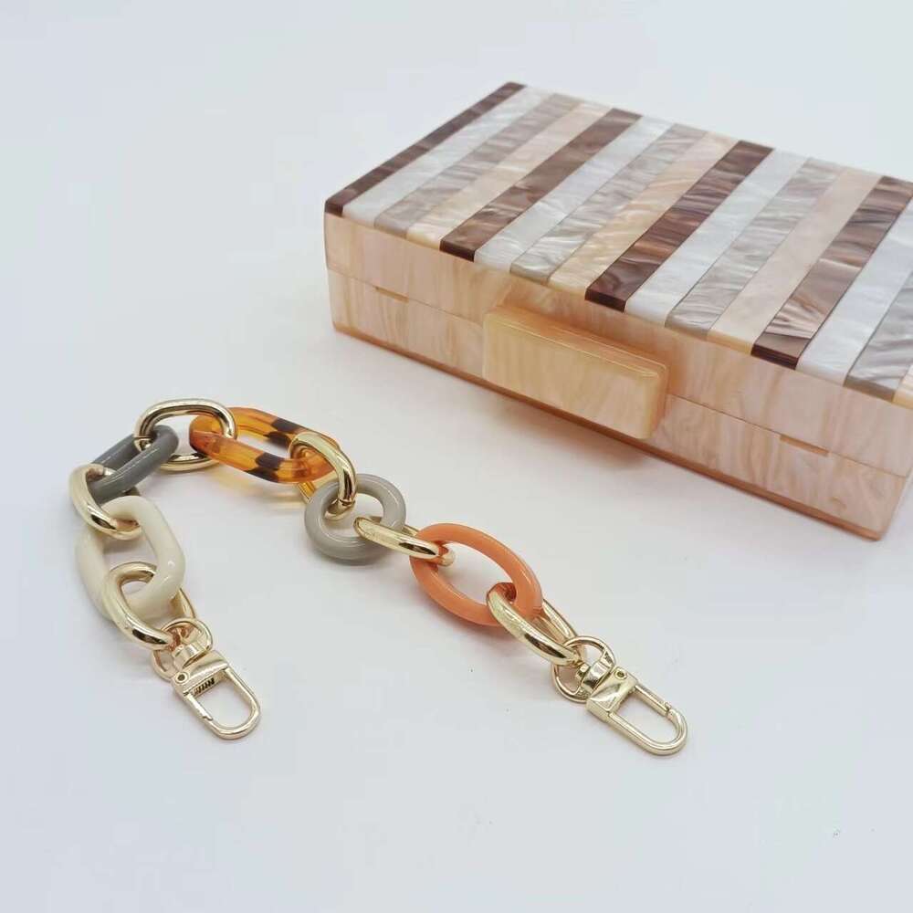 2023 Striped Champagne Color Spliced Acrylic Evening Single Shoulder Crossbody Handheld Small Bag