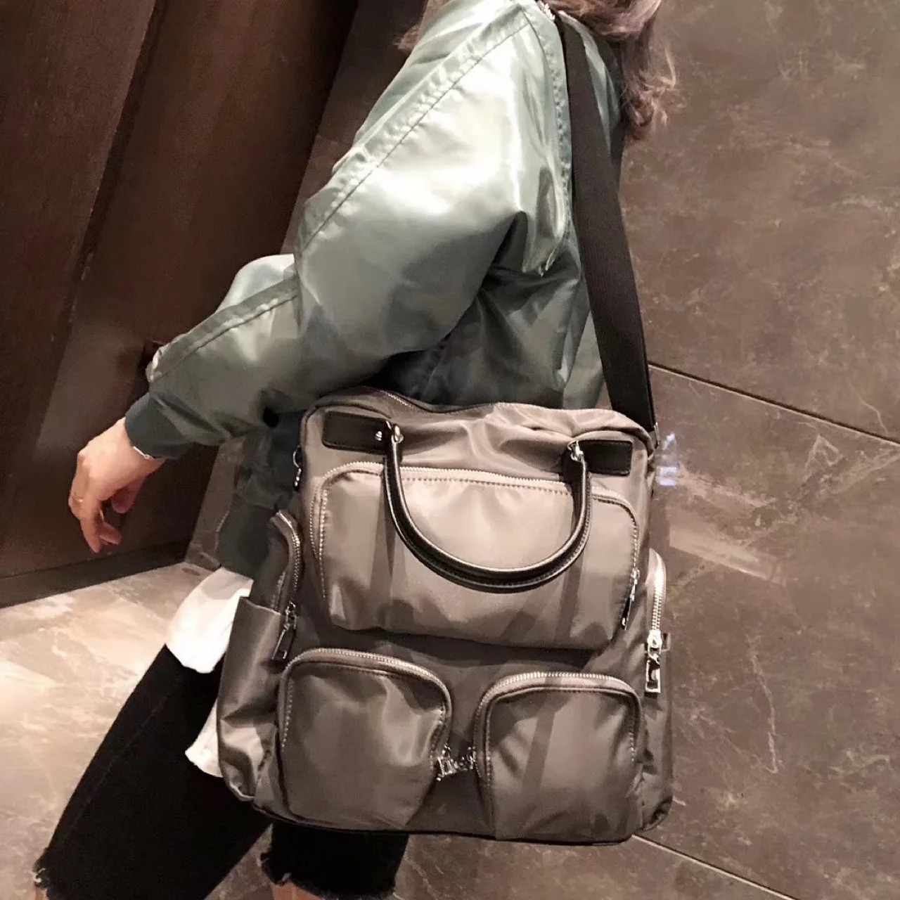 Korean Style Highend Nylon Backpack with Multiple Pockets Versatile Fashionable Travel and Casual Bag 250811