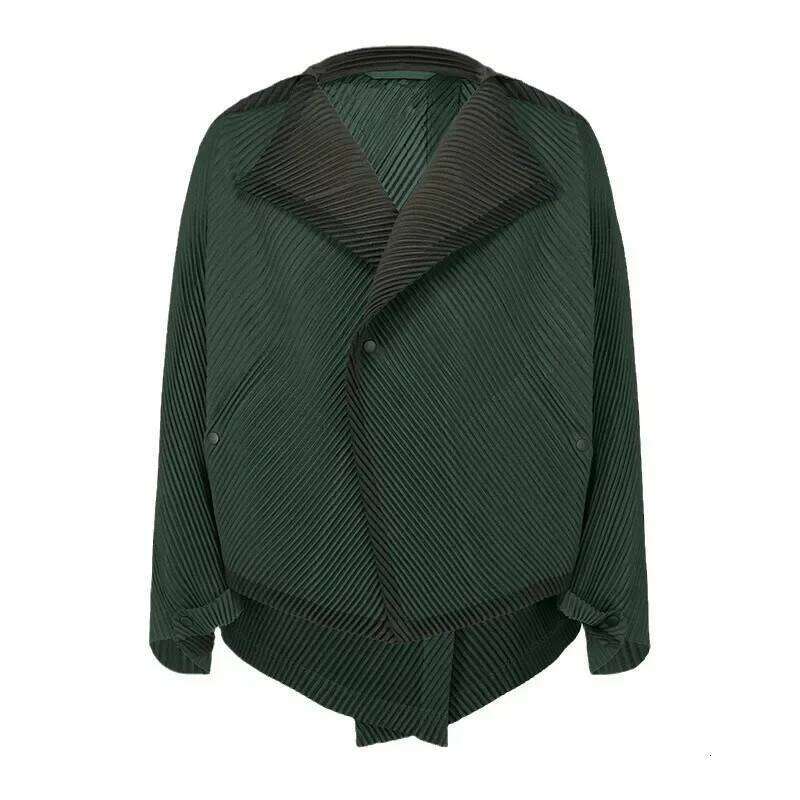 Designer Clothing 2025 YUDX Miyake Pleated Autumn New Men's Trench Coat Original Designer Hip Hop Colored Vertical Stripe Short Jacket Top