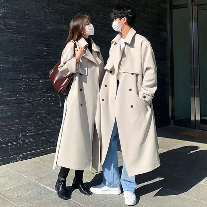 IEFB Autumn Winter Overcoat Mens Mid Length Coat Korean Fashion Loose Knee Over British Trench With Cotton Windbreakers 9C1874 250729
