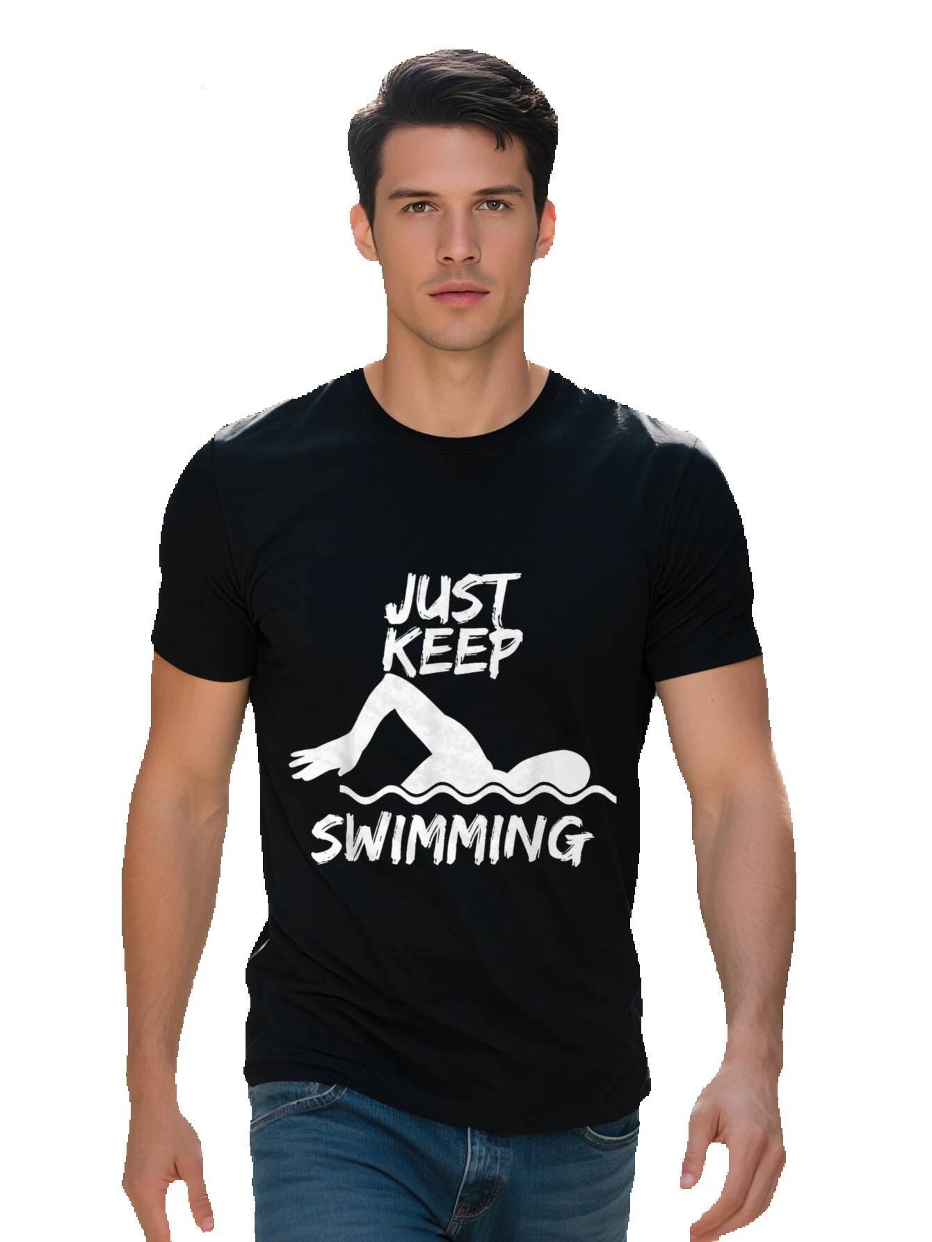 Men's T-shirt Cotton Just Keep Swimming Funny Swim Sport Swimmer Gift T Shirt c9ea8 03a2c