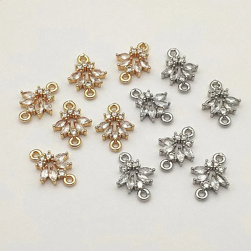 Arrival 15x12mm 50pcs Cubic Zirconia Feather Charm For Handmade Necklace Earring Parts DIY AccessoriesJewelry Findings 250807