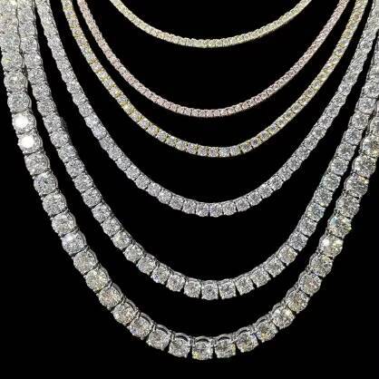 Custom Hip Hop Punk Necklace Tennis Chain Choker Source Factory 925 Silver 2-6.5mm Moissanite Gold Silver Cuba Chain Necklaces