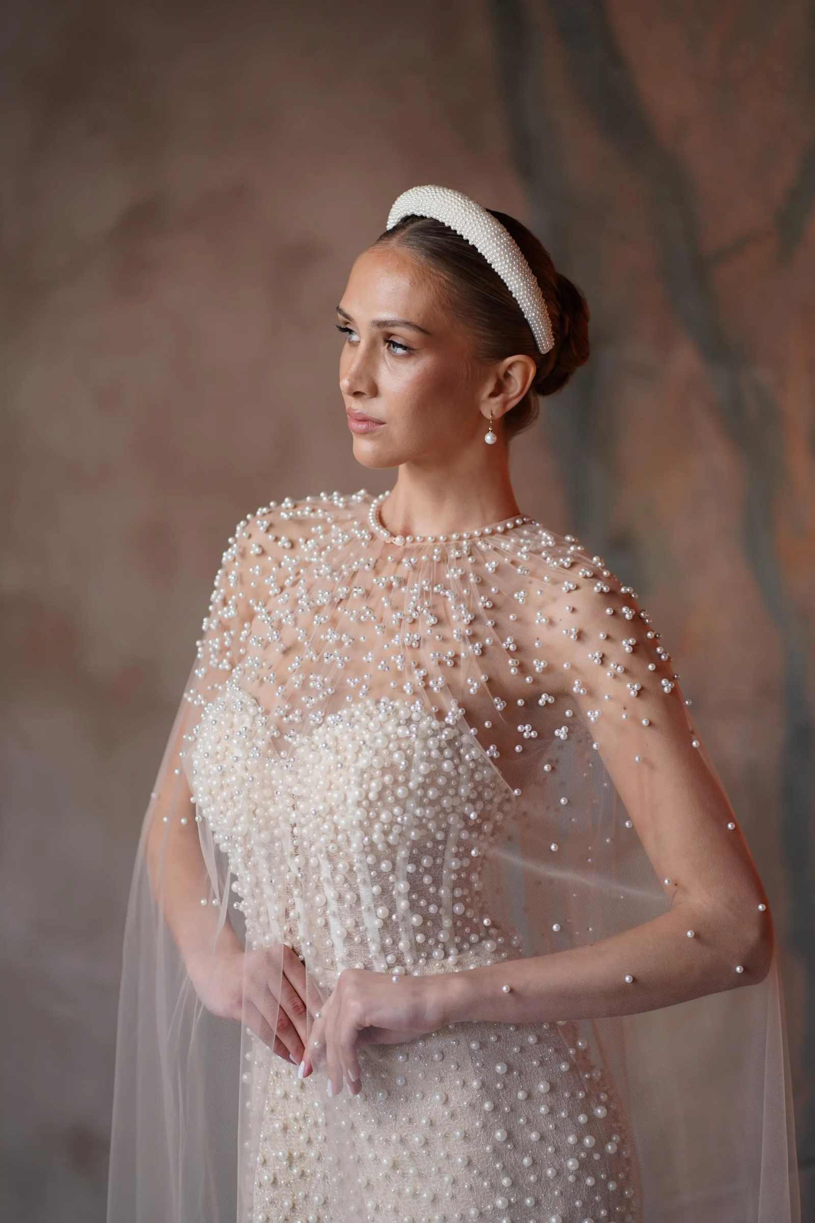 Classic Bridal Veils For Women Pearls Beaded 2m Floor Length Voile Marriage Wedding Veil Tulle Bride Accessories Custom Made