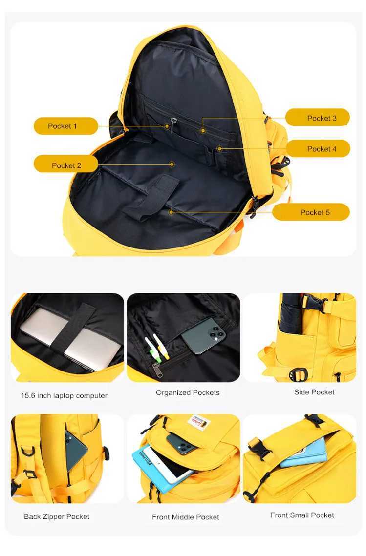 Fashion Yellow Backpack Children School Bags for Teenage Girls Waterproof Oxford Large School Backpack for Teenagers Schoolbag M250811