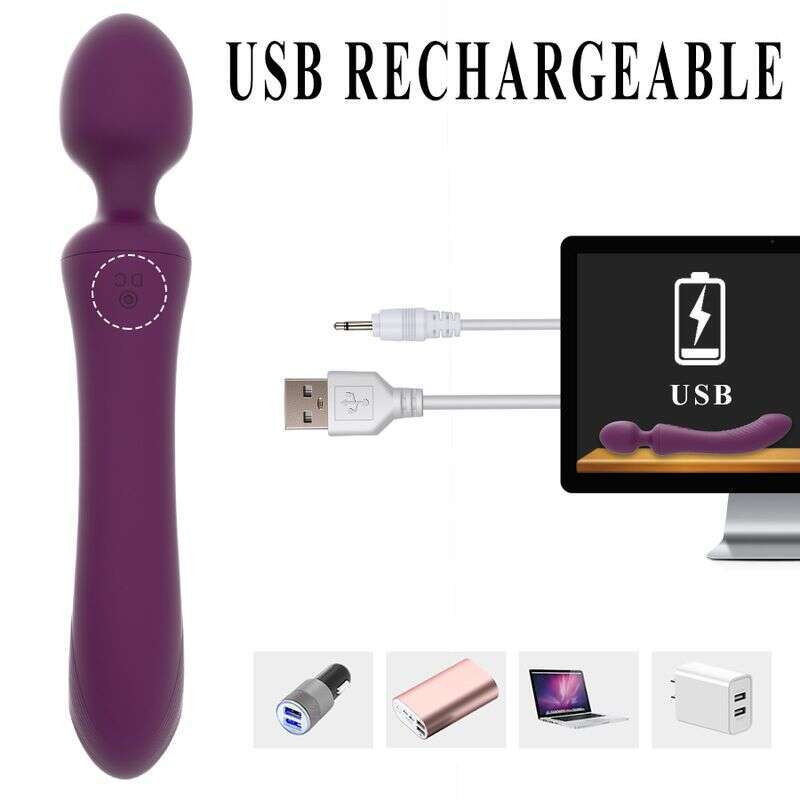 2023USB AM56 Double Charging Head Strong Vibrating AV Vibrator Female G-Spot Masturbating Orgasm Anal Se 2024
