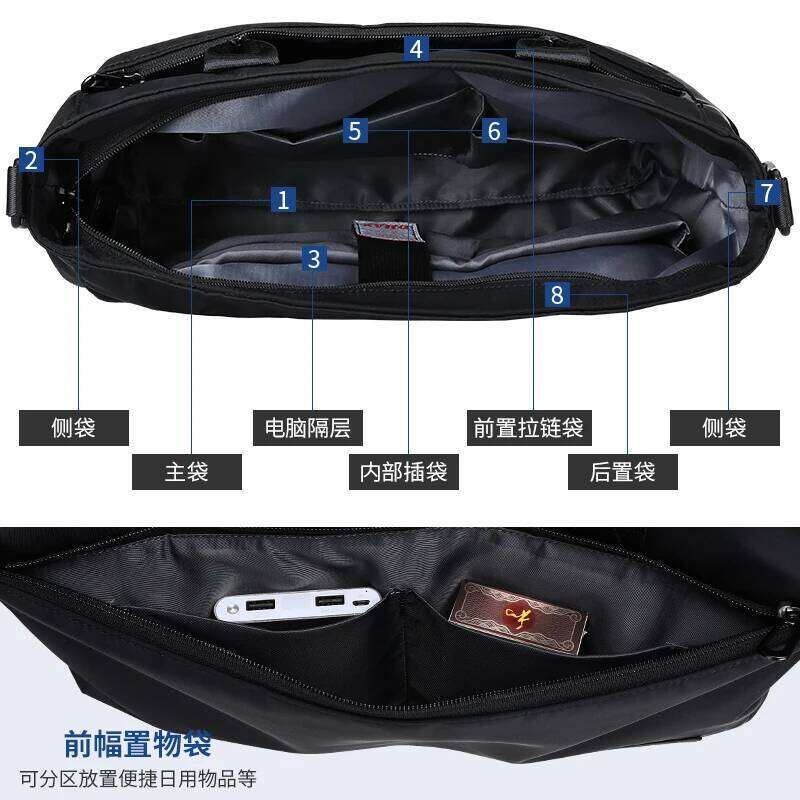 Japanese Style Briefcase Casual Men's Business Nylon Cloth Office Computer Waterproof Shoulder Crossbody Bag Waist Pack