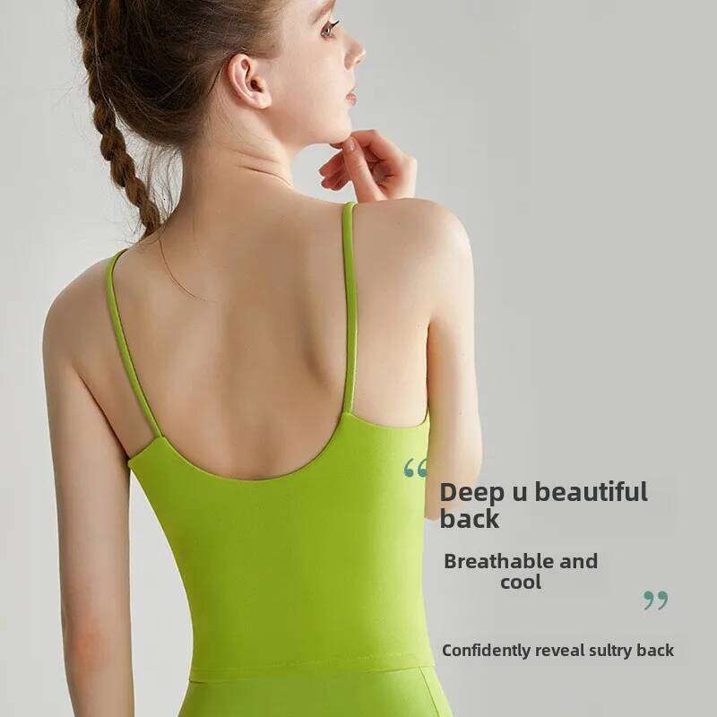 2025 Women's High Strength Nude Feel Sling Yoga Fiess Vest Shockproof Push up Fabric U shaped Beauty Back Design for Gym