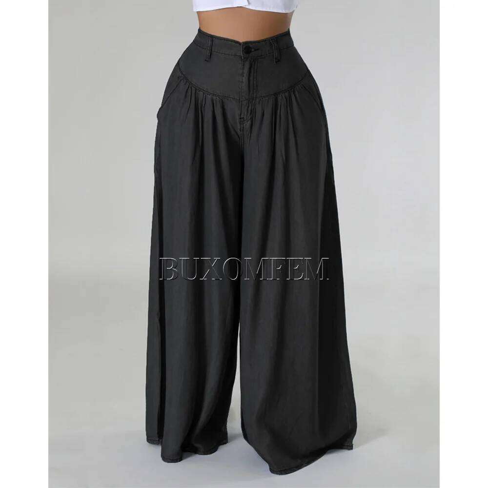 Stylish Fashion New High Waist Jeans Unique Individualretro Chains Straight Leg Wrap Hips Casual Daily Trousers for Women