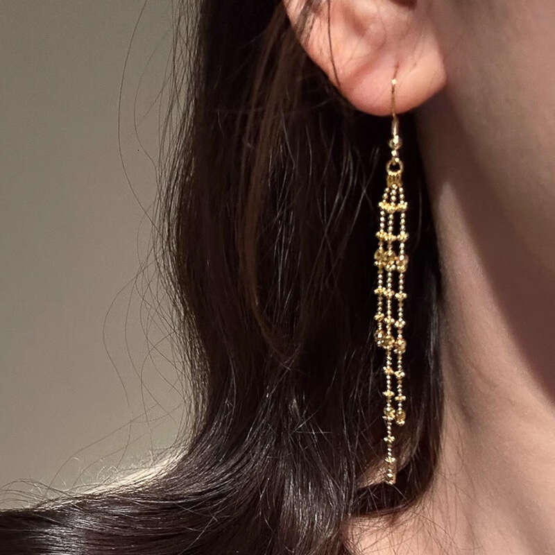 Tassel Long Chain Ear Hooks Designer 2025 New Korean Style Jewelry High-end Sense Face-slimm Earrs