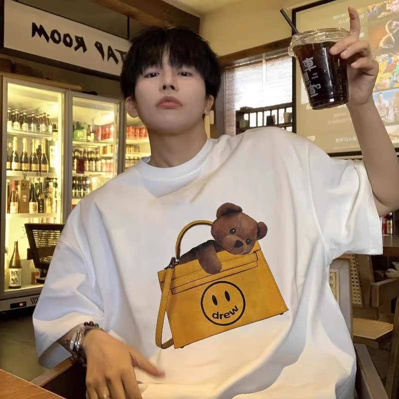 Drew House Designer luxury T shirt men's and women's T-Shirts Bag bear print