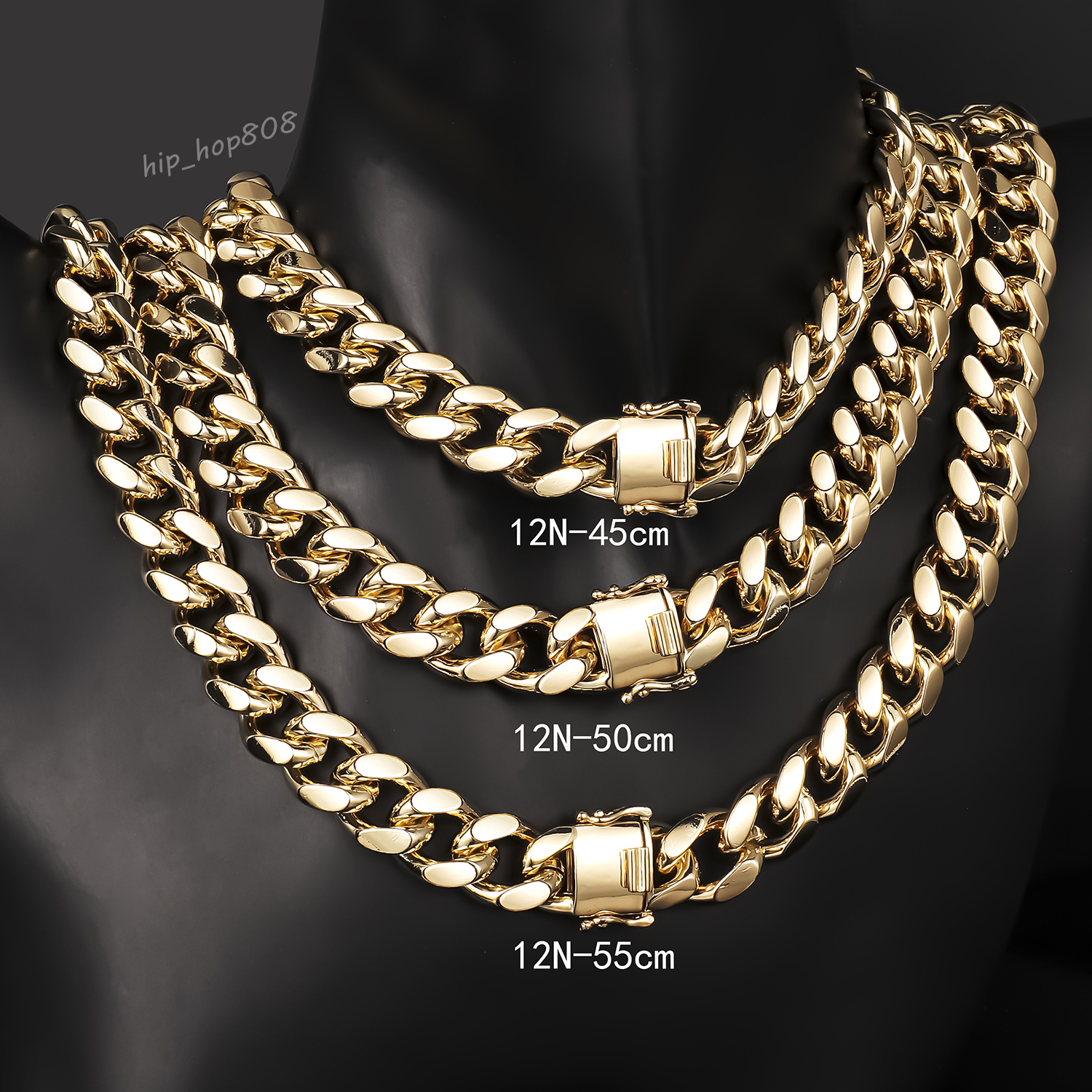Wholesale 14k Gold Plated High Quality Miami Link Chain Necklace for Men-Classic Cuban Collar Choker 12mm Brass Jewelry