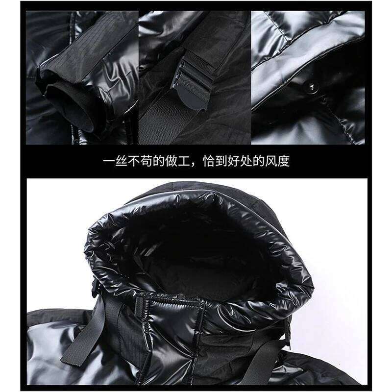Mid Length Warm White Duck Down Jackets Winter Men's Black Bright Hooded Long Puffer Coats Outwear Windproof Thicken Tops Parkas