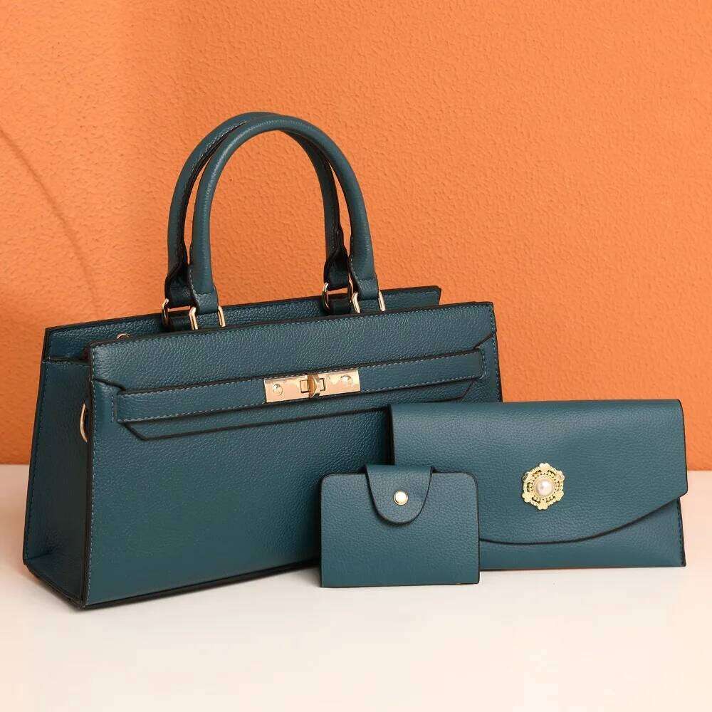 Handbag PU Leather Piece Set Convertible Crossbody Shoulder Tote Large Capacity Minimalist Work Bag