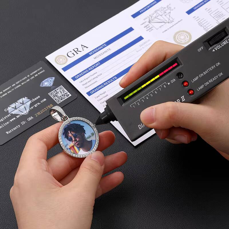 Moissanite Memory Pendant 925 Silver Custom Hip Photo Pendant Iced Memory Moissanite Pass Diamond Test