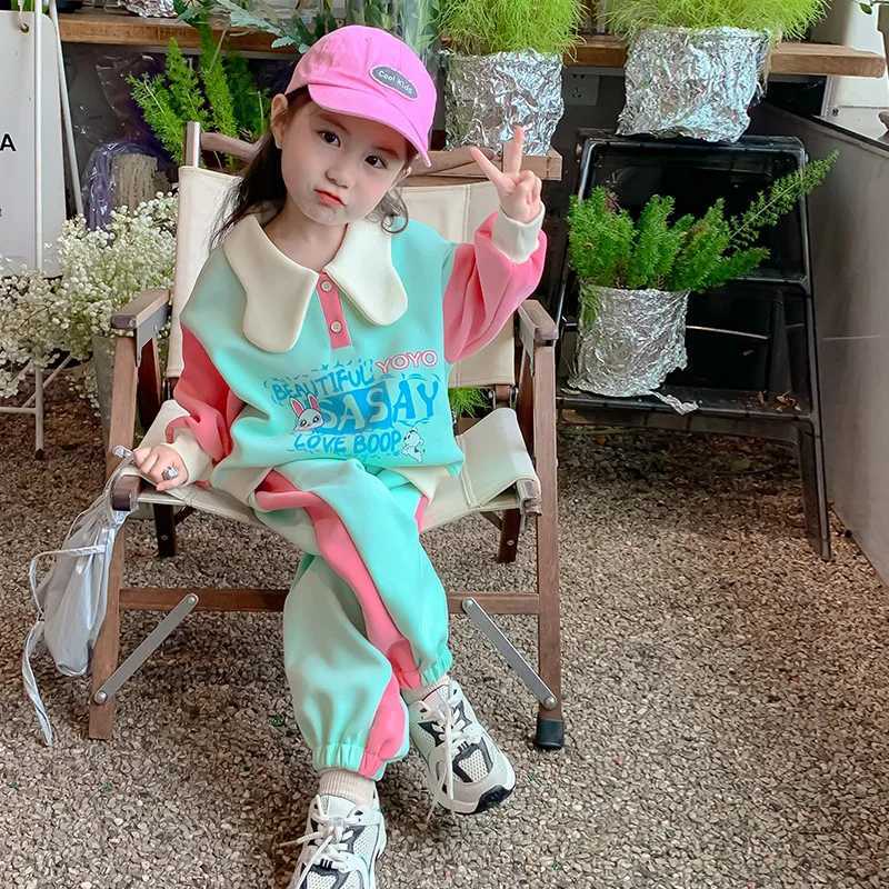 Autumn New Girls Fashion Suit Kids Color Block Cotton Sets for Girls Soft Warm Waistcoat Childrens Autumn Outerwear Z250811