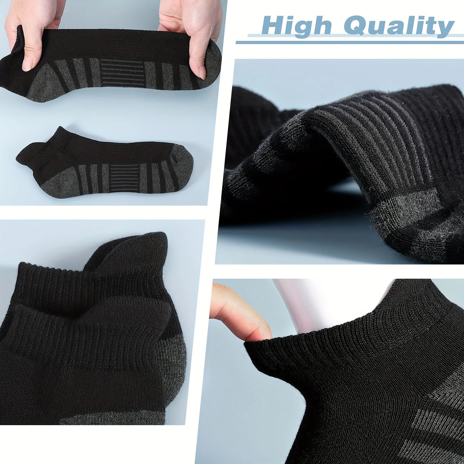 12 Pairs Mens Mesh Breathable Sports Ear Lifting Socks All Season Solid Color Low Cut Casual Short Tube 250805