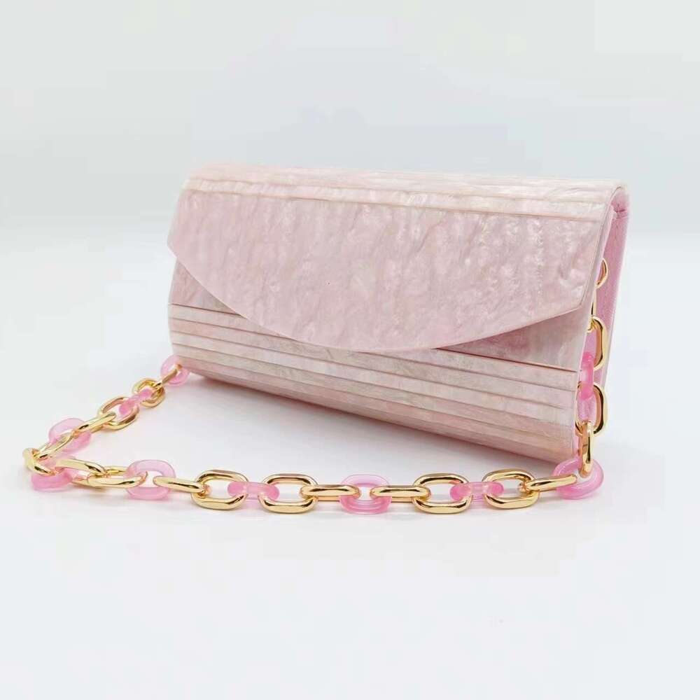 Pink Patchwork Wedding Party Acrylic Evening Handheld Crossbody Women's Bag