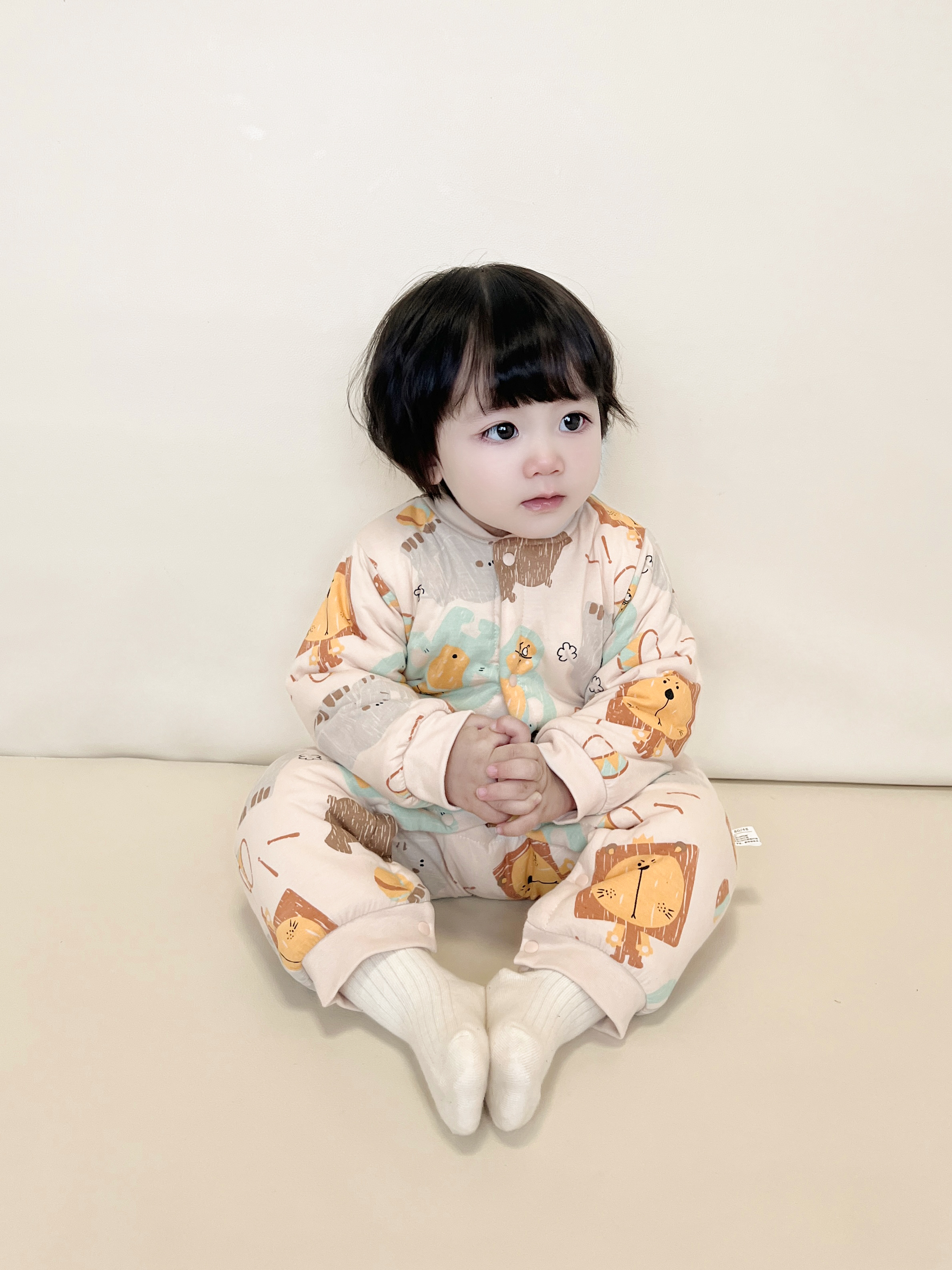 Baby Winter-Themed Triple Layer Cotton Onesie for Comfortable Warmth