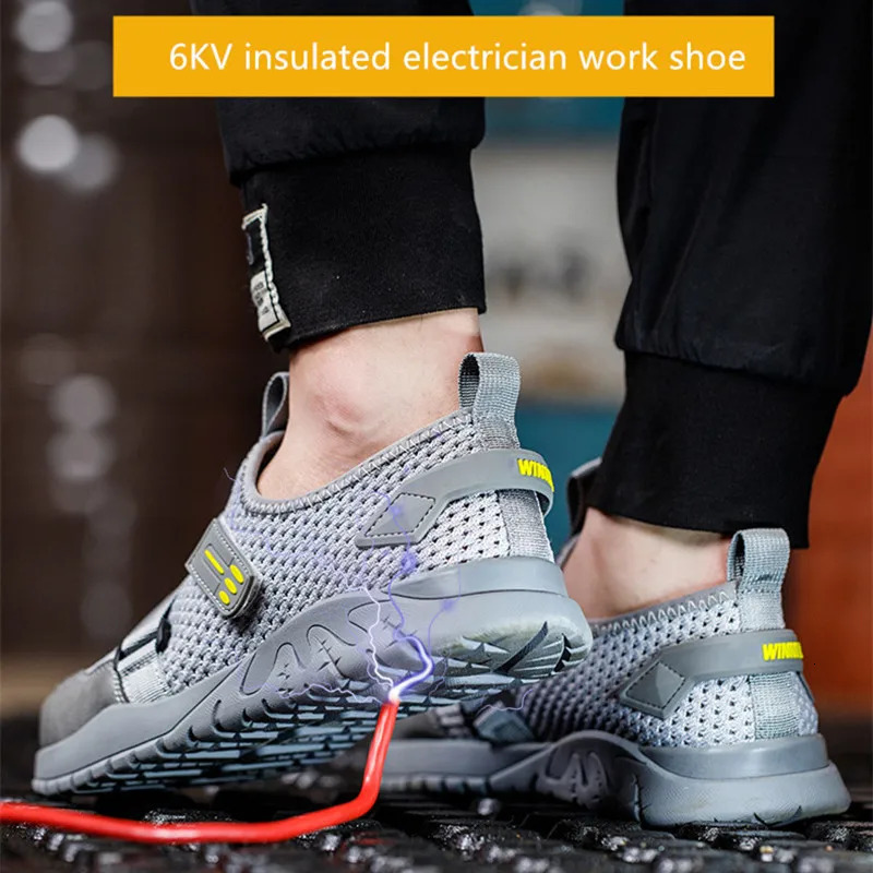 Breathable Summer safety shoes anti-puncture safety work sneakers plastic toe safety shoes 6kv insulated electrician work shoe 250805