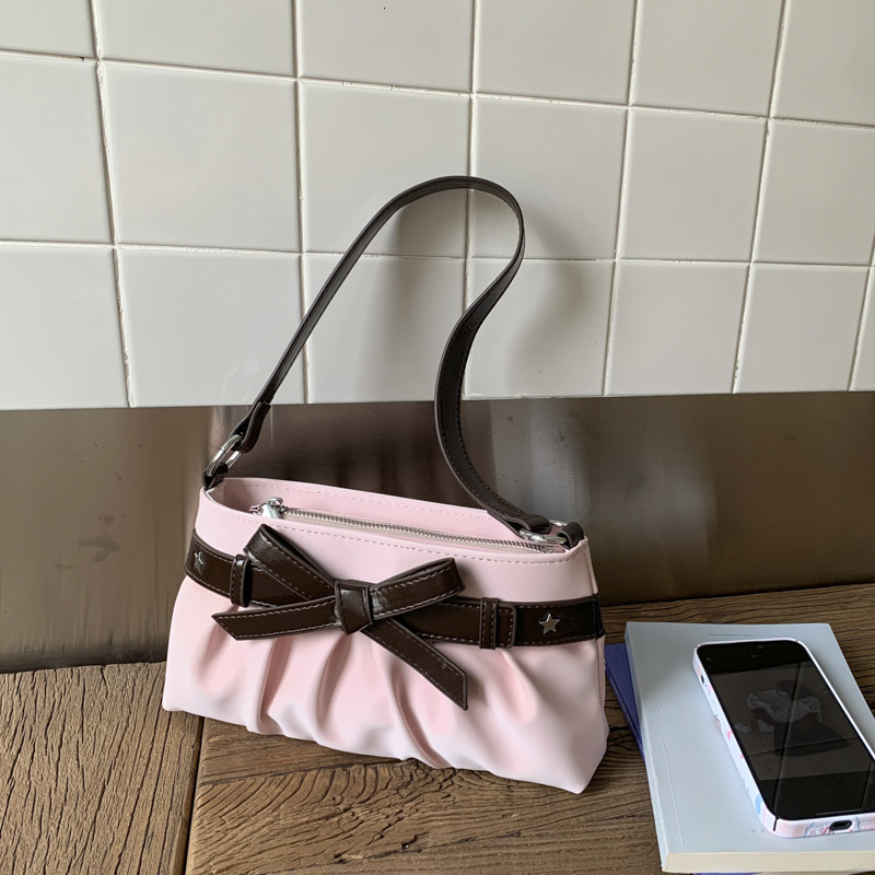 2025 Autumn New Women s Shoulder Bag Korean Style Minimalist Style Women s Handbag Autumn New Designer Bag New Bow Pleated women s Women bag s Crossbo