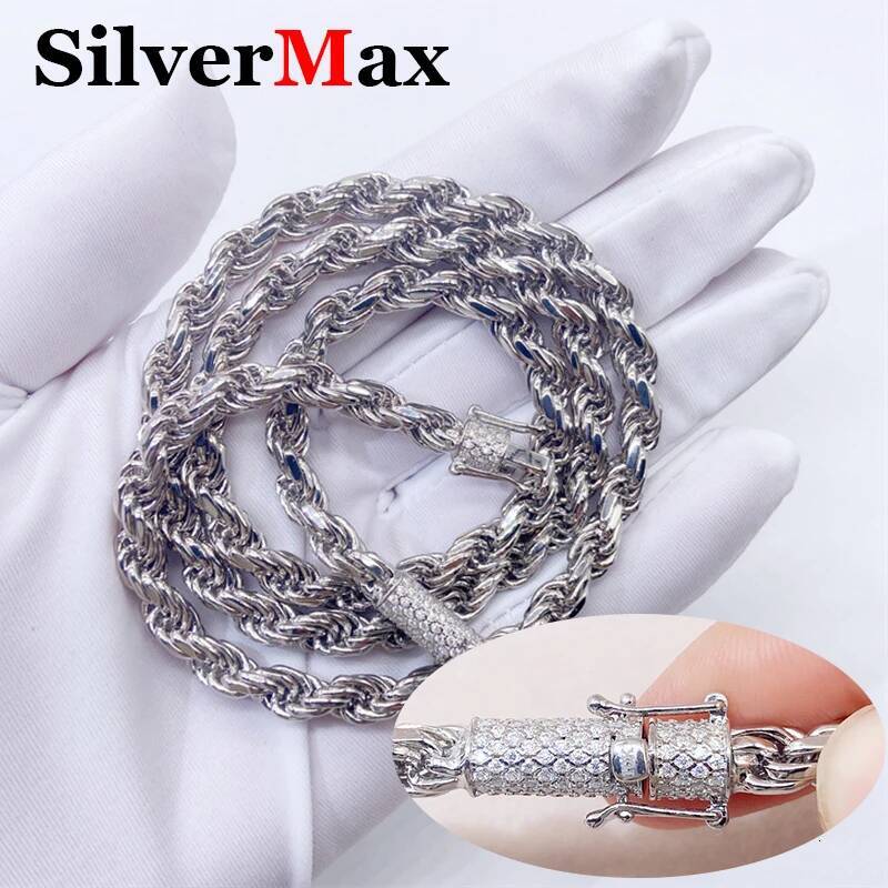 16-24inch Unisex 6mm Moissanite Diamond Cuban Chain Necklace For Men Women 925 Sterling Silver Chain With GRA Hip Hop Classic