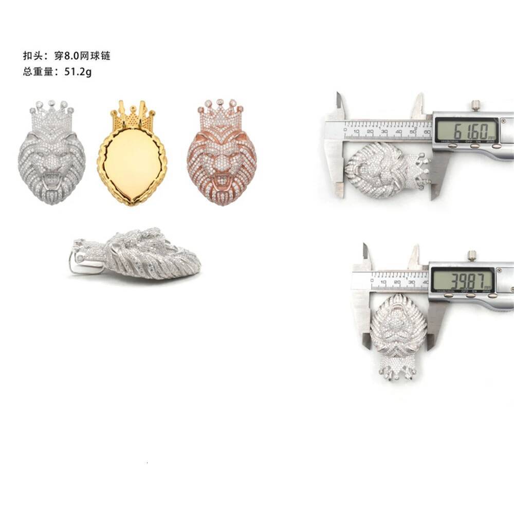 Moissminer VVS Moissanite Crown Lion Pendant Necklaces For Men Women Pass Tester S925 Silver Chain Hip Hop Jewelry GRA Free Ship