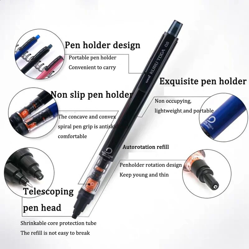 uni M5-452 Mechanical Pencil KURU TOGA 0.5mm HB/2B Lead Core Low Center Of Gravity Rotation lapicero School Stationery Supplies 250805