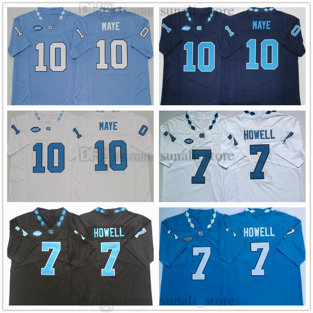 Men's North Carolina College Football Jerseys 10 Drake Maye 7 Sam Howell All Stitched