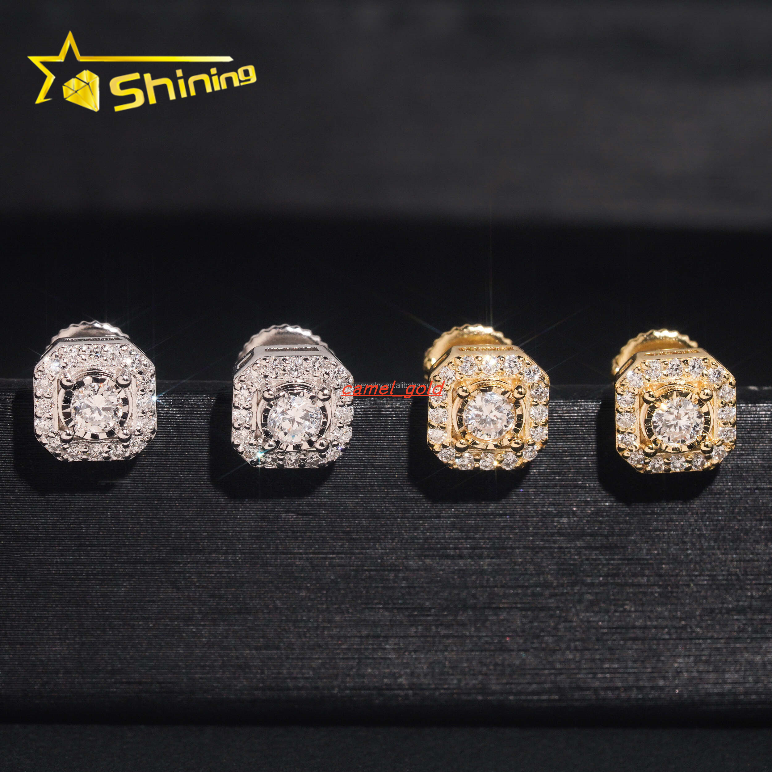 Hot Selling Fashion Fire Jewelry Stock Gift Lab Grown Diamond Hip Hop Iced Out 925 Solid Silver Fashion Stud Earrings