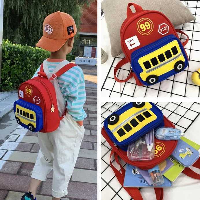 Back To School Cartoon Car Children Backpack Kindergarten Kids School Bags for Girls Boys Cute Canvas Toddler Backpack M250811