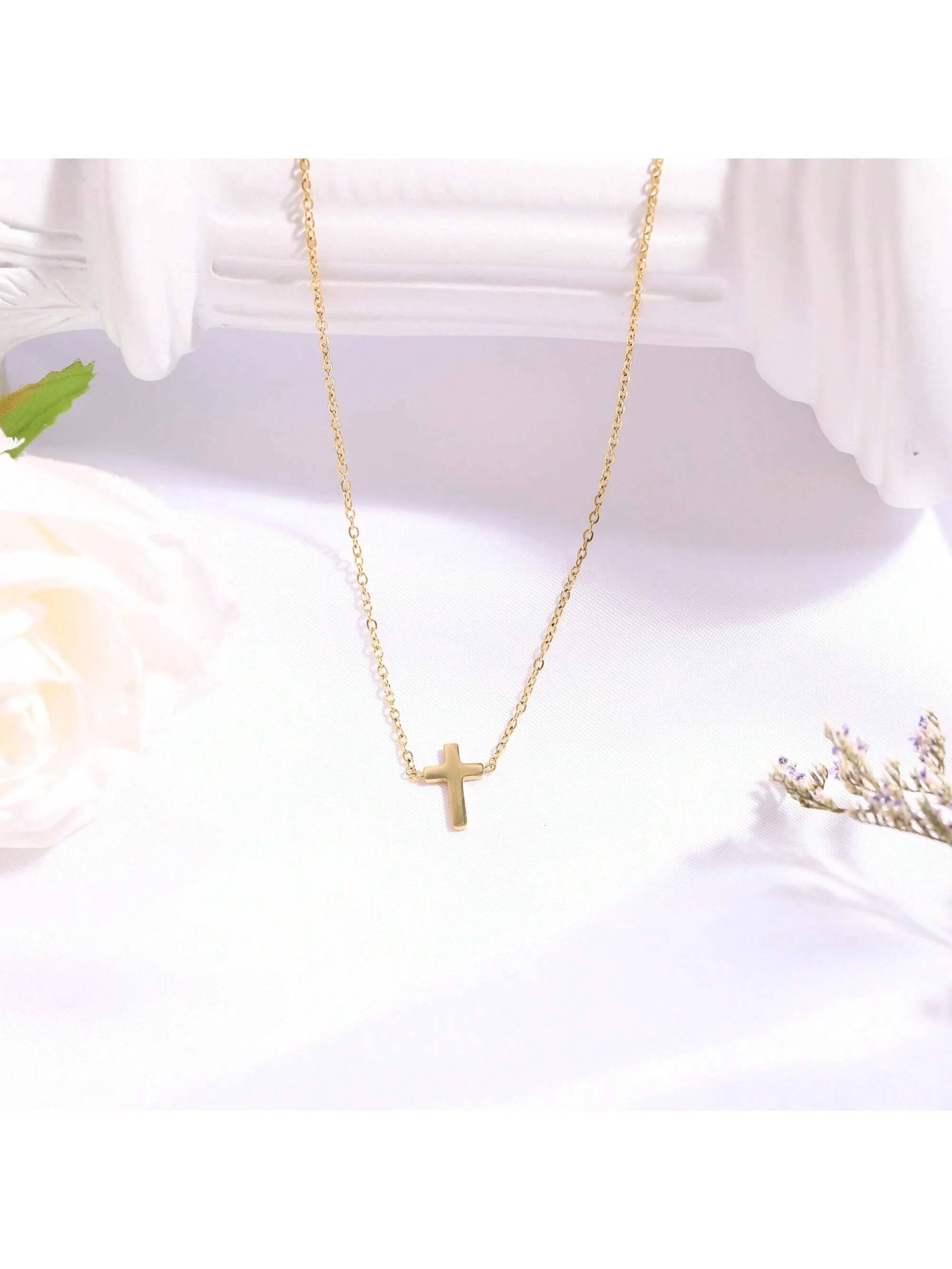 1pc Exquisite Fashion Cross Pendant Necklace Suitable For Women's Daily Wear Jewelry for Women