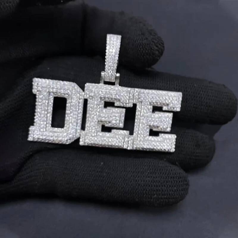Customized Name Pendant Necklaces Iced Out D VVS1 Moissanite Silver 925 Personalized Letters Chain Hip Hop Jewelry for Women Men