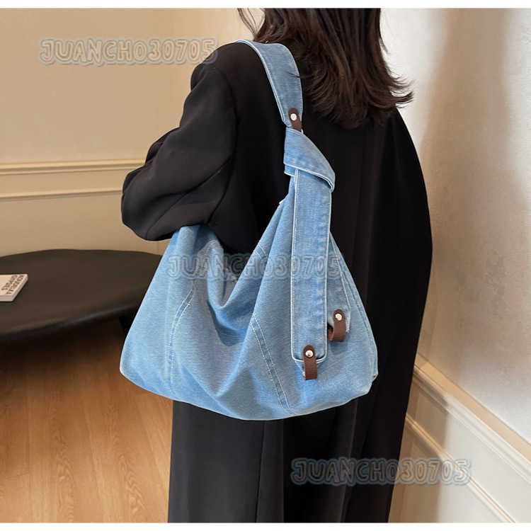 Style Casual Washed Denim Bag for Women 2025 New Fashion Versatile Large Capacity Shoulder Bag Underarm Bag H250809