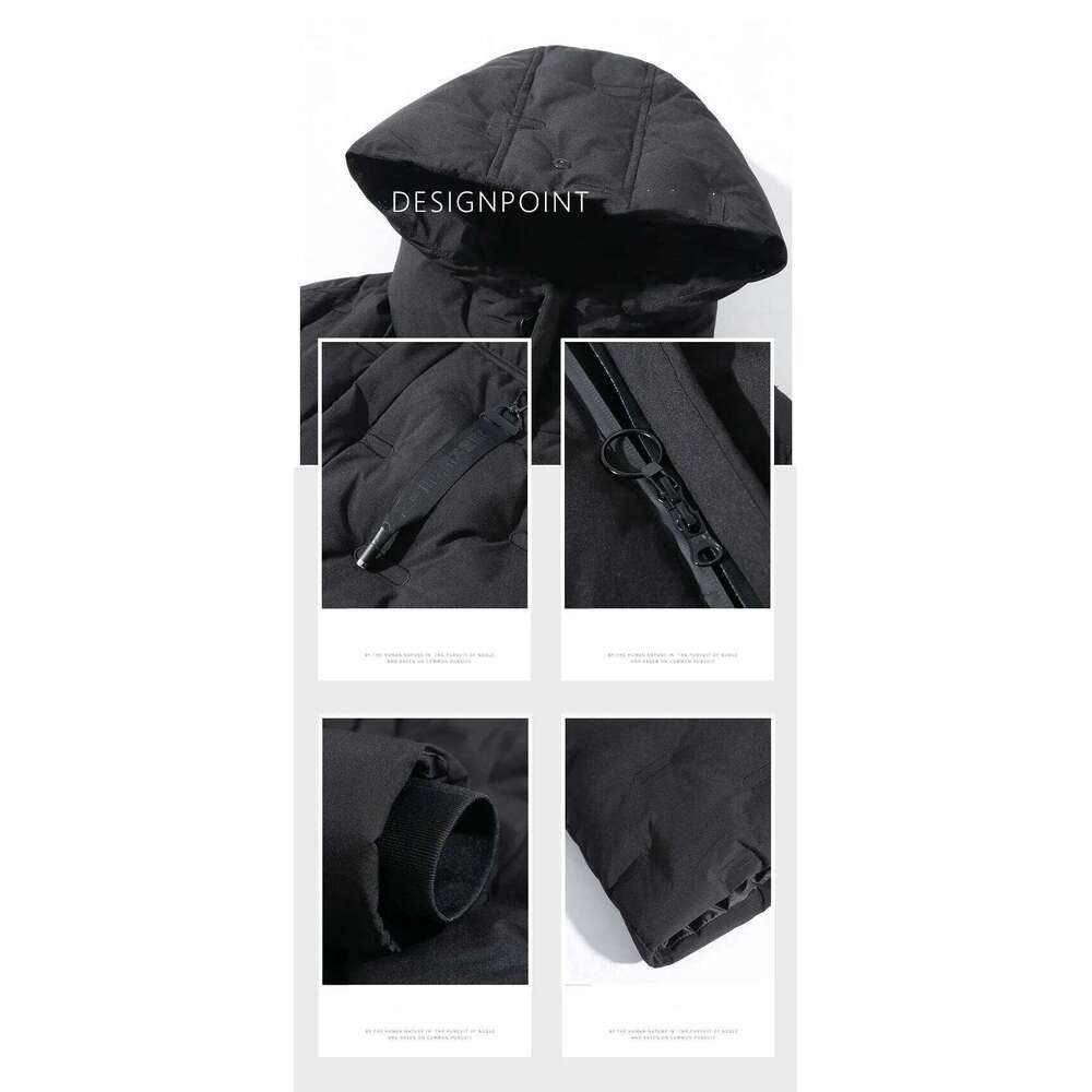 Men's Winter Long Thick Warm Casual Solid Slim Hooded Zipper Outwear Coats Overcoat Hat Fashion Down Jacket
