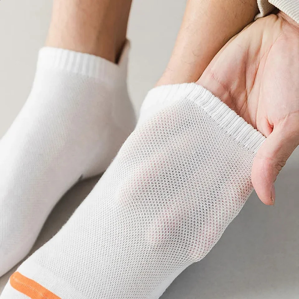 5 Pairs Summer Cotton Mens Socks Short Thin Casual Mesh Breathable Boat Fashion Comfortable Street Style Sockke Gift 250805