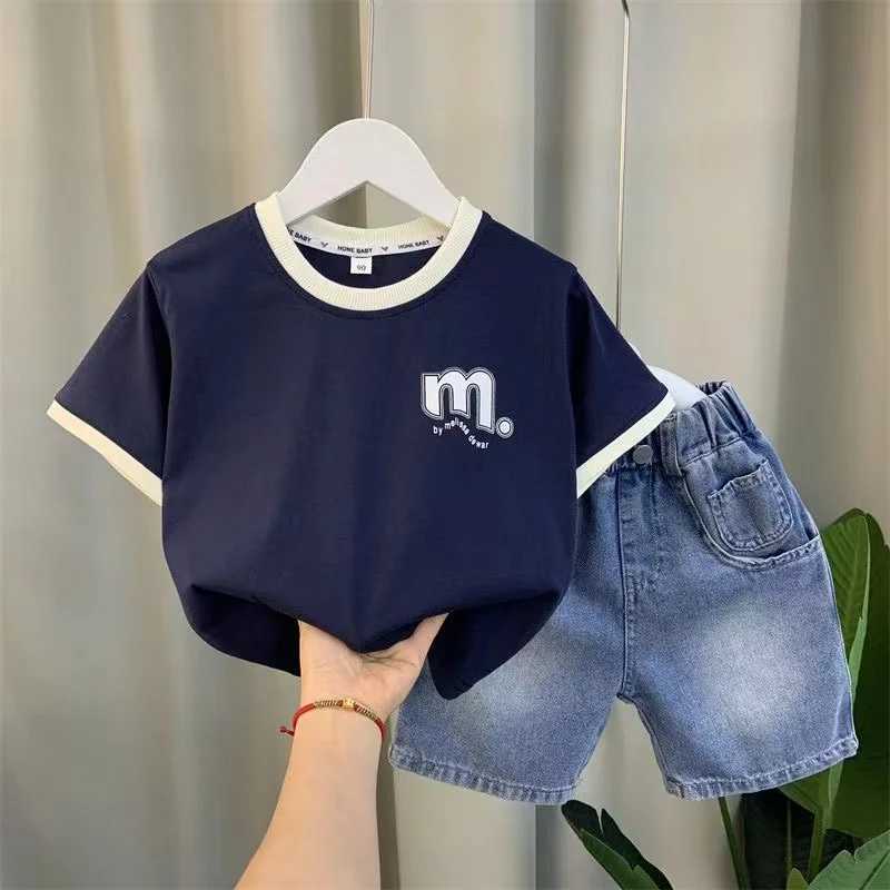 Baby Boys Summer Casual Clothes Summer Short Sleeve Outfits T-shirt And Jeans Shorts 2pcs Kids Sport Clothing Children 1-9Y Set Z250811