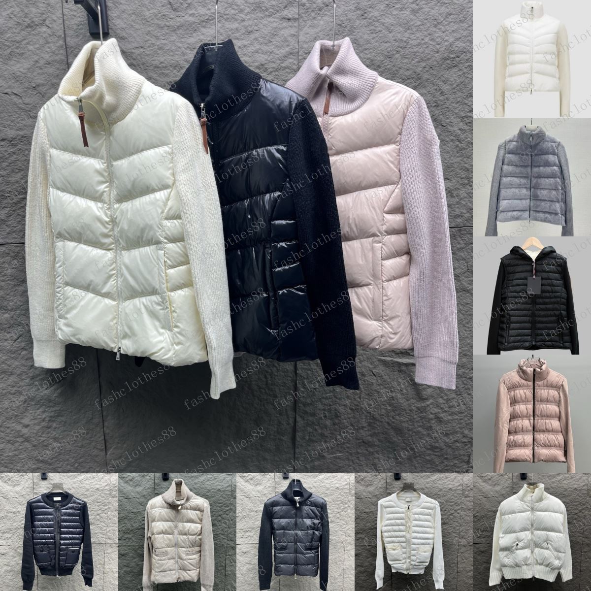 Designer Women's Down Coat Embroidered Badge Stand up Collar Knitted Women's Warm Winter Coat Splicing Sweater Lightweight Down Jacket Fluffy Sweater Coat