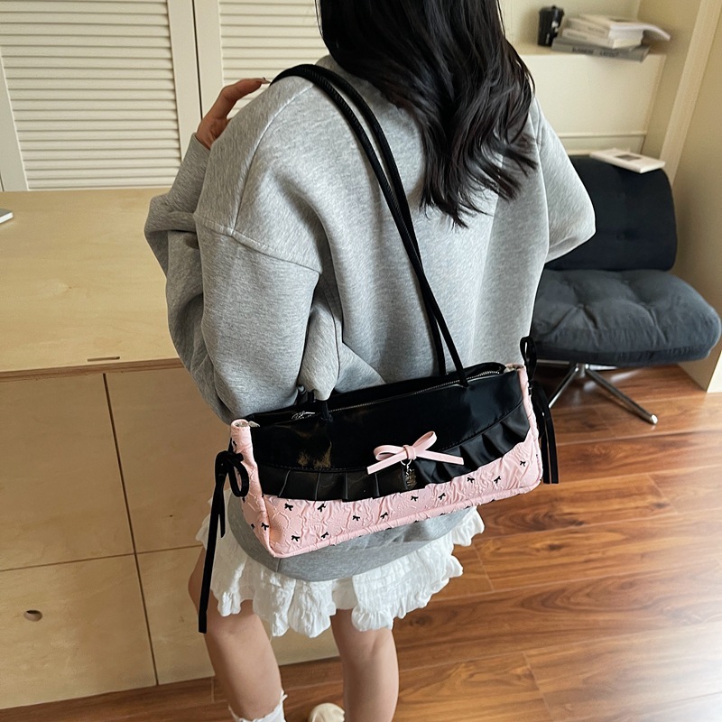 Niche High-End Underarm Commuter for Women 2025 New Style Girly Fashion Handbag with Bowknot Shoulder Bag ddmymoon