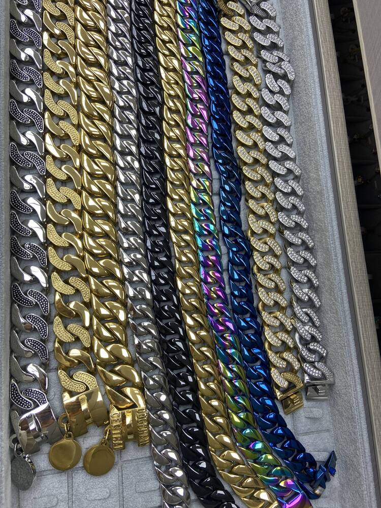 Wholesale Stainless Steel New Fine Jewelry Luxury Chunky Gold Necklace Bracelet Jewelry Sets for Women and Men Cuban Link Chain