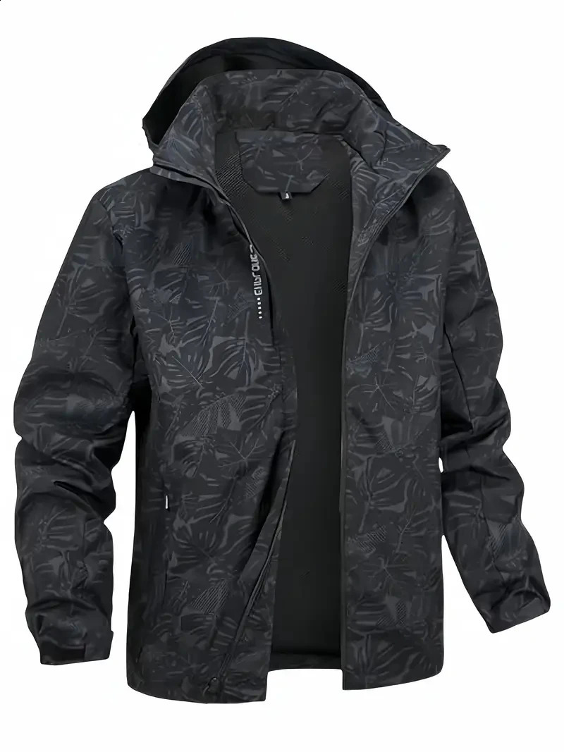 Mens Casual Lightweight Waterproof Windbreaker Jacket Full Zip Up Hooded Shell Outdoor Hiking Coat For Autumn Size 250804
