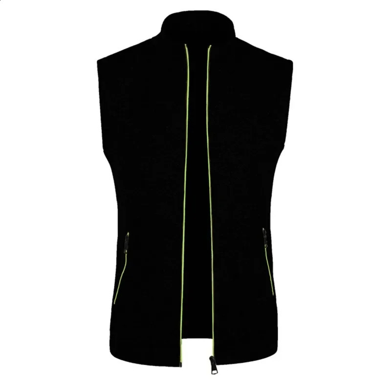 Autumn Mens Zipper Sleeveless Coats Outdoor Turtleneck Sweaters Breathable Solid Color Streetwear Jacket Vest Men Athletic Tops 250809