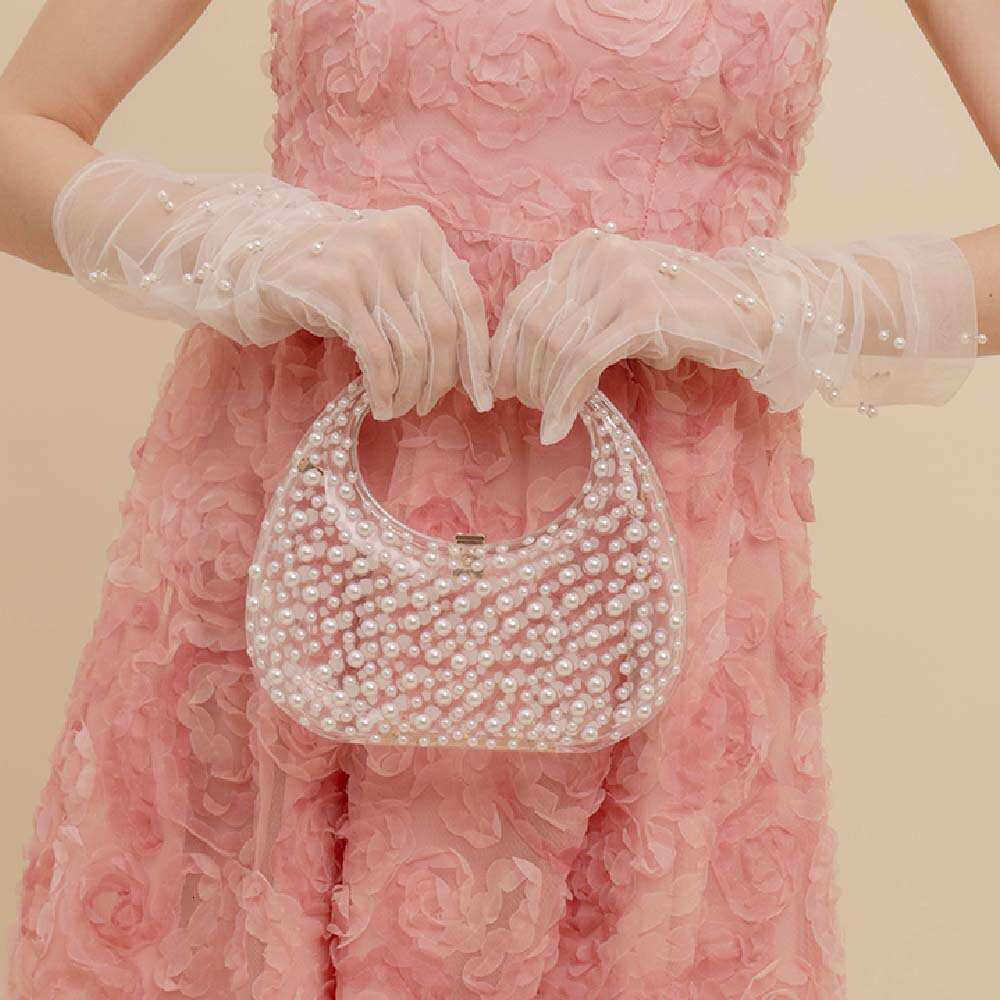 New Transparent Fashion Trend Handheld Acrylic Pearl Simple Evening Clutch Bag for Women