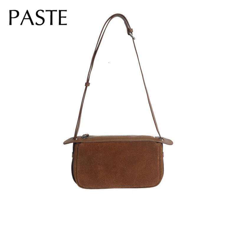 New Autumn 2026 Shoulder Simple First Layer Cowhide Suede Square Flap Small Thin Design Daily-use Women Crossbody Bag